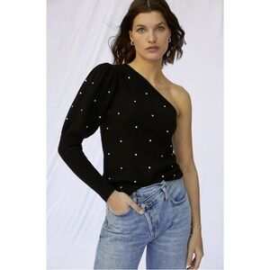 Anthropologie Black Sweater with Crystal Accents Sz M